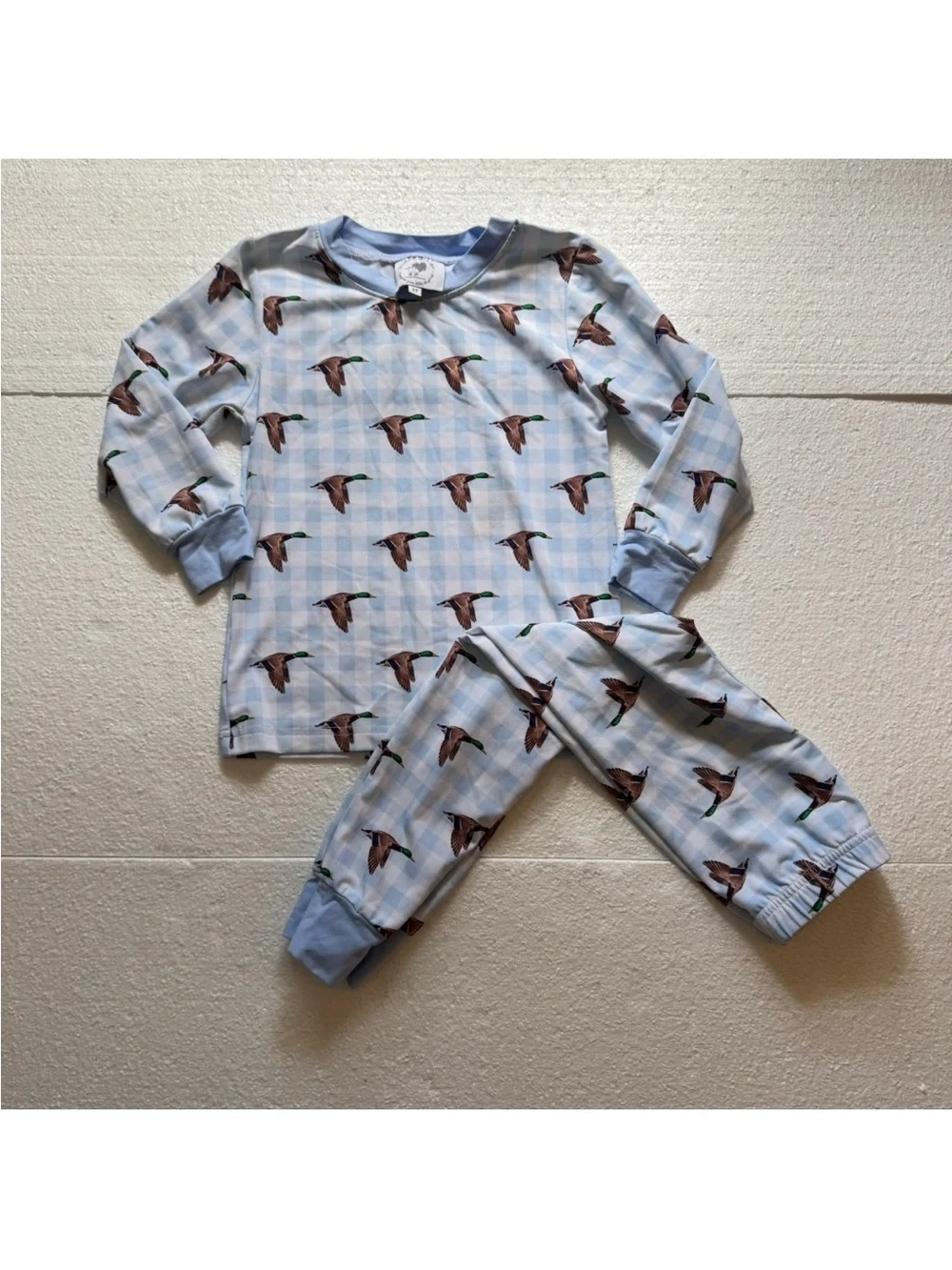 Boutique Gingham Mallard Pajama Set Boys 3T